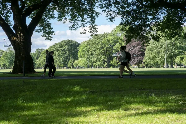 Christchurch New Zealand November 2020 Silhouette Figures Passers Commuting Exercising —  Fotos de Stock