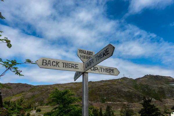 Clyde New Zealand November 2020 Funny Street Sign Point Non — Stock Photo, Image