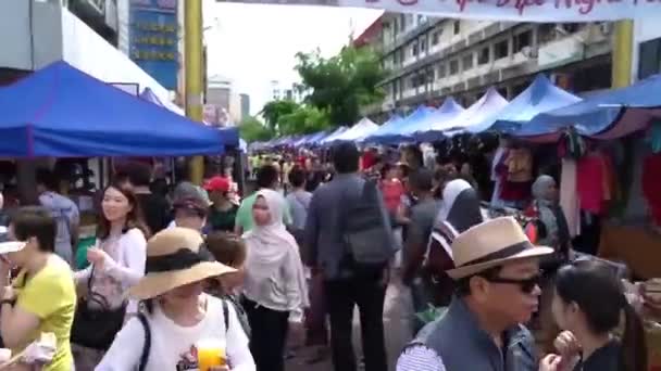 Kota Kinabalu Borneo Haziran 2019 Kentteki Işlek Sokak Pazarında Kalabalık — Stok video