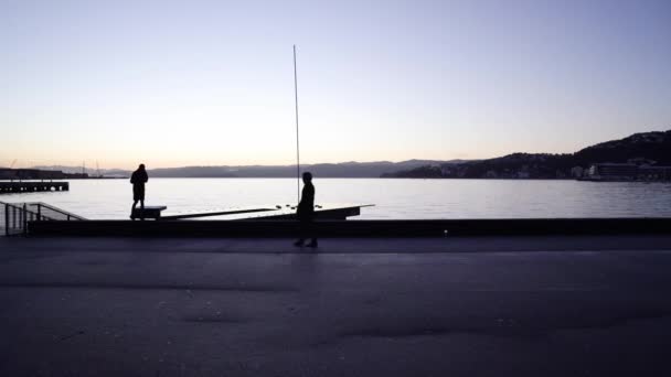 Amanecer Wellington Clip Vídeo Frente Mar Antes Que Salga Sol — Vídeos de Stock