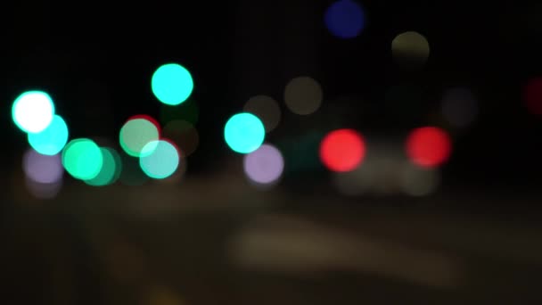 Wazig Abstract Bewegende Lichten Bokeh Effect Straatverlichting Verandert Autolichten Passeren — Stockvideo