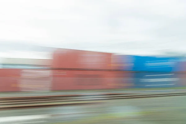 Contenedores Apilados Borrosos Movimiento Para Efecto Uso Industrial Fondo —  Fotos de Stock