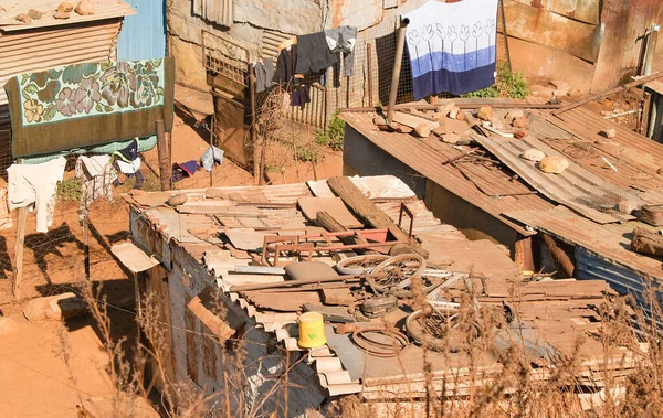 Soweto Sud Africa Agosto 2007 Shanty Town Living Homes Some — Foto Stock