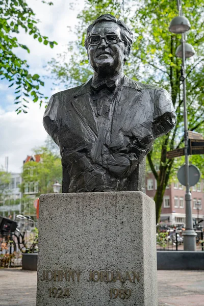 Amsterdam Netherlands August 2017 Bust Johnny Jordaan Musician Erected Cultural — Stock Photo, Image