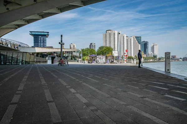 Rotterdam Holandia Sierpnia 2017 Panorama Miasta Otoczona Sylwetką Łuku Pod — Zdjęcie stockowe