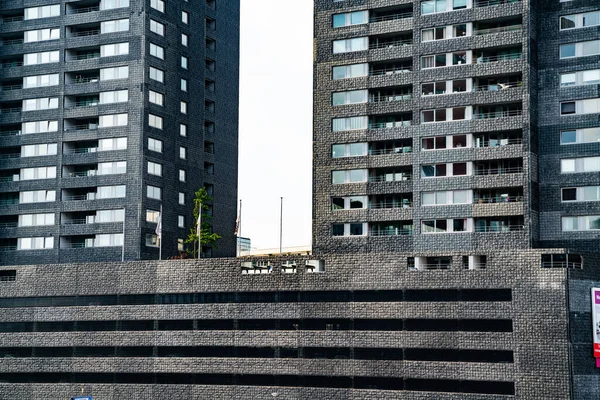 Rotterdam Nederland Augustus 2021 Brutalistisch Beton Glasheldere Flatgebouwen Torenen Boven — Stockfoto