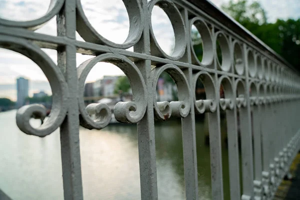 Wrought Iron Protective Railing Bridge Side Old Harbour City Rotterdam — Stock Photo, Image