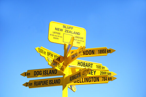 Signpost to the world, Bluff.