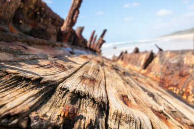 Maheno batık Fraser ada, Queensland Avustralya eski rustik decking