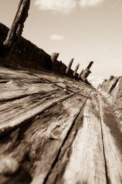 Old rustic decking of Maheno shipwreck on Fraser Island, Queensland Australia clipart