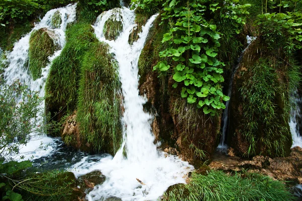 Cachoeira de espuma no Parque Nacional dos Lagos Plitvice Croácia — Fotografia de Stock