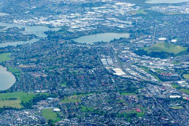 Şehrin modelleri, Auckland kentsel alanı Yeni Zelanda 'nın hemen altında uçuyor..