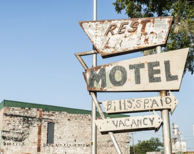 Retro neon ok şekli Route 66, alican, Oklahoma handa oturum
