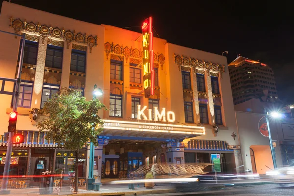 Νέον σύστημα σηματοδότησης Kimo θέατρο, Αλμπικέρκη, Νέο Μεξικό, ΗΠΑ. KIMO ου — Φωτογραφία Αρχείου