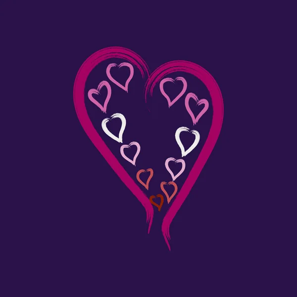 Pink Hearts Set Lgbt Love Celebration Lgbt Attributes Purple Flag — Stock Vector