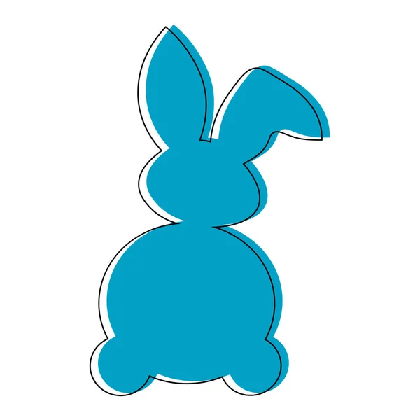 Rabbit Blu Outline Children Picture Clothes Easter Bunny Vector Illustration — Stock Vector