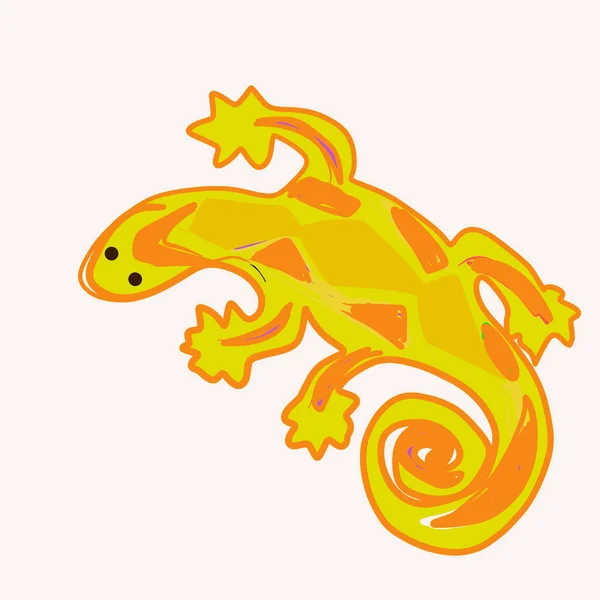 Lagarto Amarelo Com Padrão Gráfico Réptil Animal Mklfilm Ilustração Vetor — Vetor de Stock