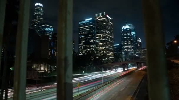 Nachtautobahn Dtla — Stockvideo