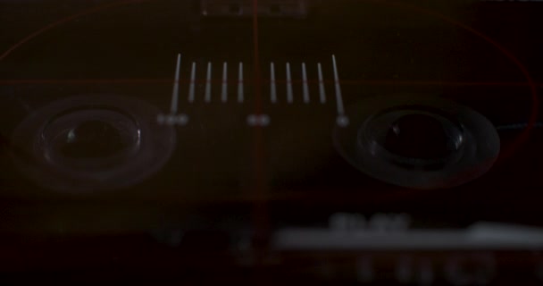 Cassette Dek Een Macro Close Van Een Oude Audio Cassette — Stockvideo