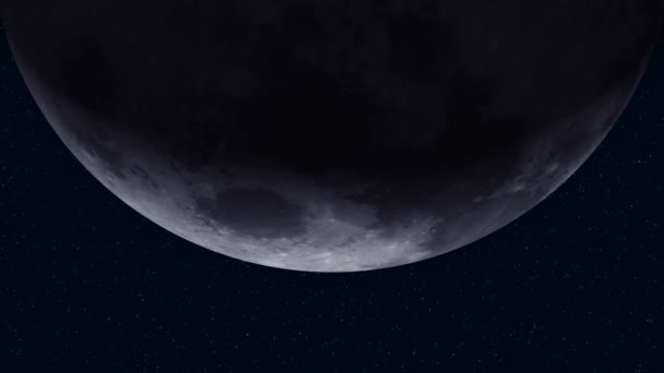 Тень проходит над поверхностью Луны — стоковое видео