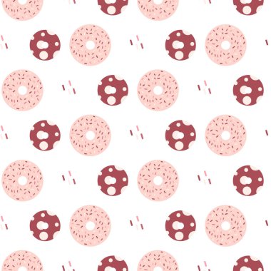 Pembe donutlu kusursuz vektör arkaplanı.