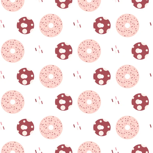 Naadloze Vector Achtergrond Met Donuts Roze Kleuren — Stockvector