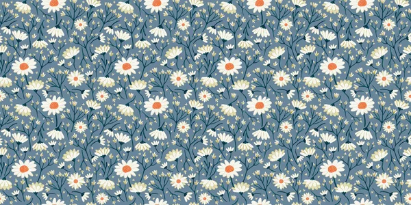 Bloemen Patroon Een Donkere Achtergrond Met Kamille Textuur Voor Scrapbooking — Stockfoto