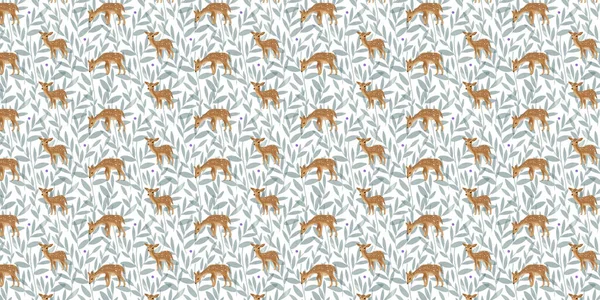 動物鹿と繊細な花模様 生地の質感 包装紙 ポストカード — ストック写真