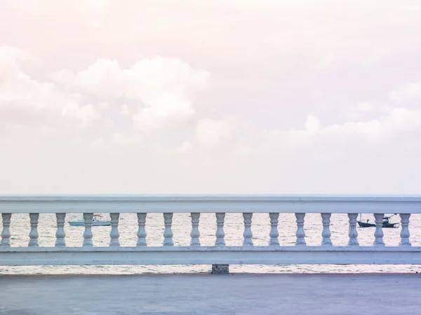 Balcony on sea beach and cloud; pastel filter — Stock Photo, Image