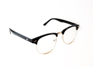 Siyah göz gözlük retro hipster izole üzerinde beyaz adam bak