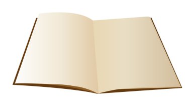 Vintage bir görünüm beyaz arkasında izole kahverengi boş not defteri açıldı