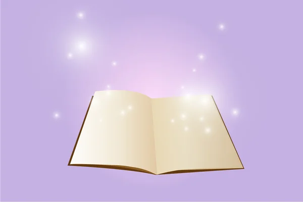 Cuaderno con banner vectorial de luz brillante, fondo rosa abstracto — Vector de stock