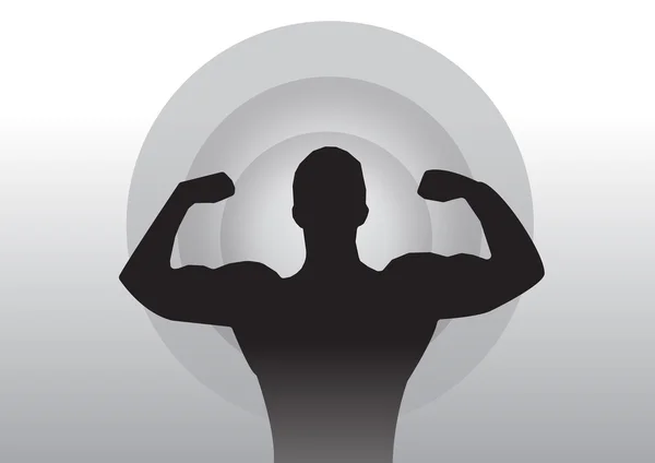Man flexing muscle exercise silhouette vector — Stock Vector
