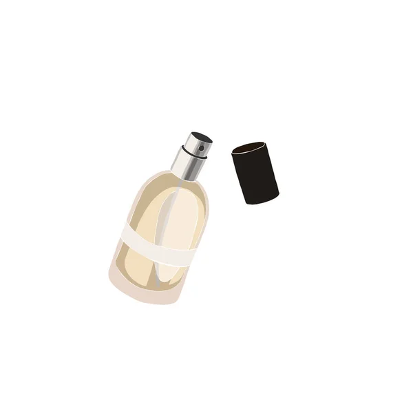 Set of cute cosmetics. Perfume bottle. Spray frangrance container. Abstract feminine vector illustrations. Summer girly trendy simple icons. For instagram post, business advertisement, flyer design. — Stok Vektör