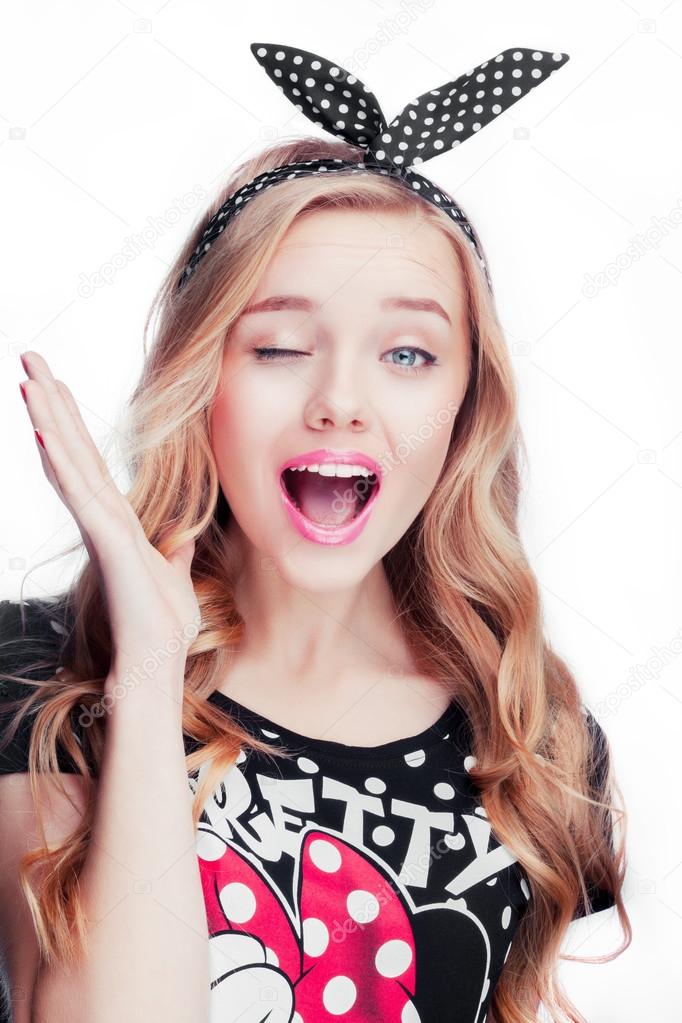 Beautiful Young Happy Woman With Long Blonde Hair Nude Natural