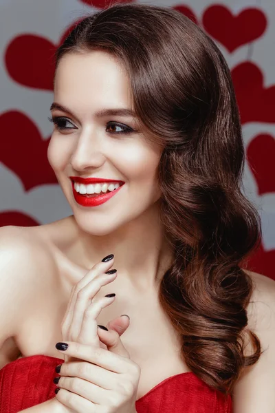 Model with red lips posing — Stock Photo, Image