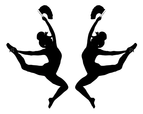 Silhouet van twee dansers — Stockfoto