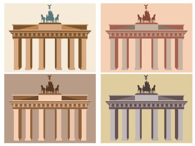 Berlin Brandenburg Kapısı. Düz Icon set. Uyumlu renkler. Vektör çizim.