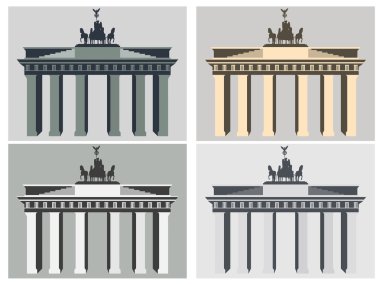 Berlin Brandenburg Kapısı. Düz Icon set. Uyumlu renkler. Vektör çizim.
