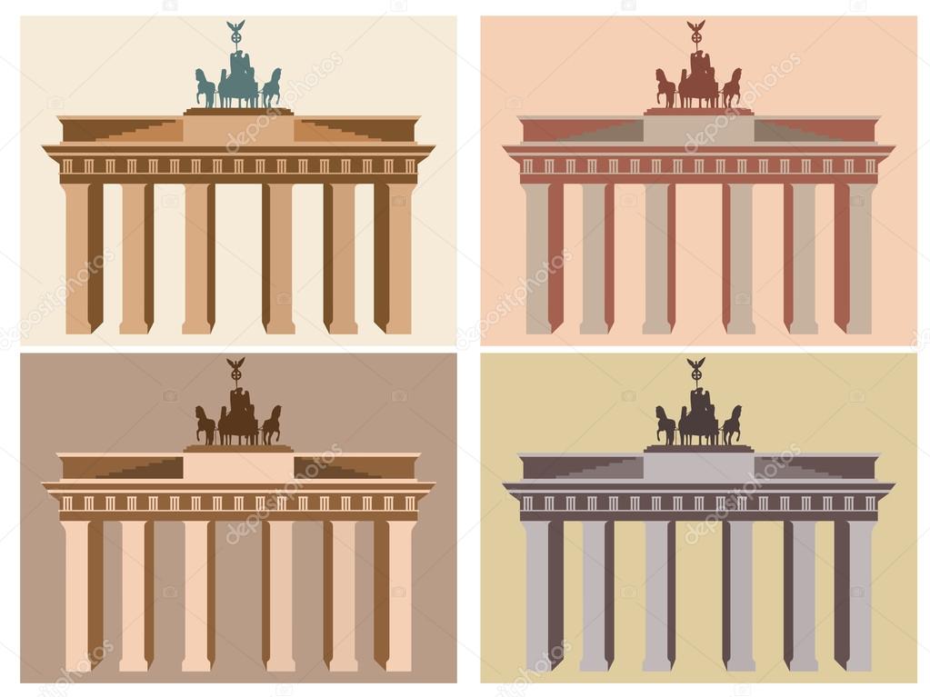 Brandenburg Gate in Berlin. Flat icon set. Harmonious colors. Vector illustration.
