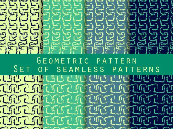 Reihe geometrischer nahtloser Muster. grüne Farbe. für Tapeten, Bettwäsche, Fliesen, Stoffe, Hintergründe. Sammlung von Vektorillustrationen. — Stockvektor