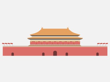 Forbidden City. Gate of Heavenly Peace. Tiananmen Square. Beijing. Vector clipart