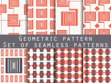 Geometrik seamless modeli. Ayarlayın. Duvar kağıdı, çini, kumaşlar ve tasarımlar için şablon. Vektör çizim.