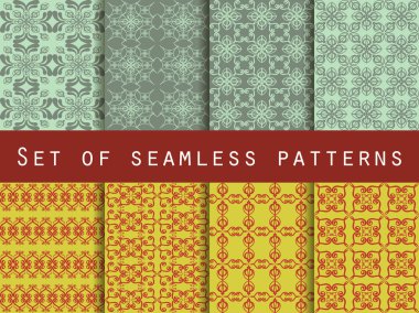 Set of seamless patterns. Geometric patterns. The pattern for wallpaper, tiles, fabrics and designs. Vector illustration.