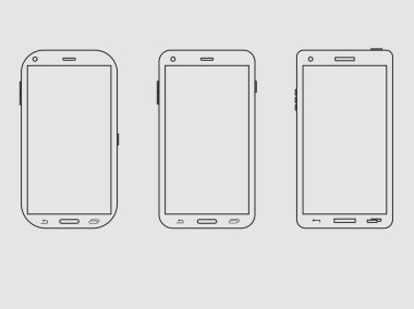Akıllı telefon anahat simgesi ayarlayın. Hat akıllı telefonun düzeni. Vektör.
