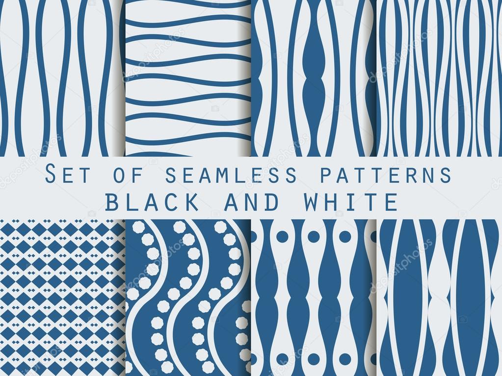 Set seamless patterns. The pattern of the lines. The pattern for wallpaper, tiles, fabrics, backgrounds. Vector.