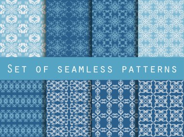 Set of seamless patterns. Geometric patterns. The pattern for wallpaper, tiles, fabrics and designs. Vector illustration.