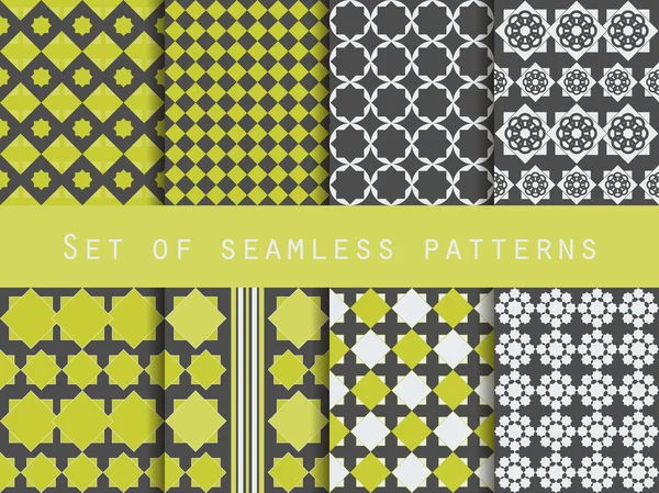 Set of seamless patterns. Rhombus and squares. Retro colors. — Stock vektor