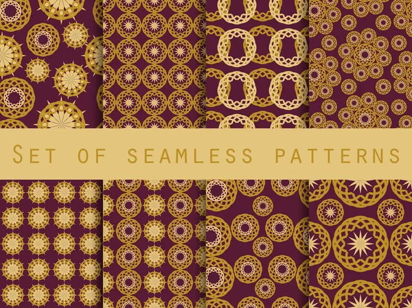 Seamless pattern with circles and weaves. Set of ethnic patterns. Vector. — Stock Vector