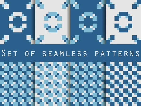 Set seamless patterns with squares. The pattern for wallpaper, bed linen, tiles, fabrics, backgrounds. Vector illustration. — Διανυσματικό Αρχείο